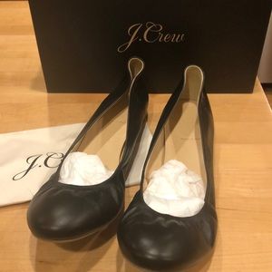 J Crew Black leather Flats size 12.